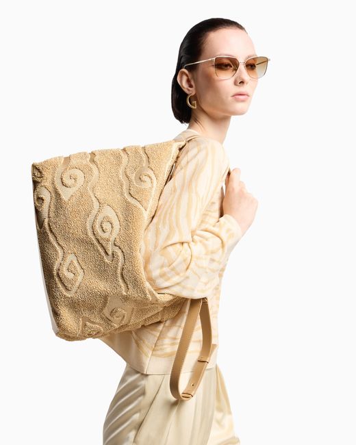 Giorgio Armani Natural Große Hobo Bag La Prima Soft Aus Raffia-Bast Und Leder