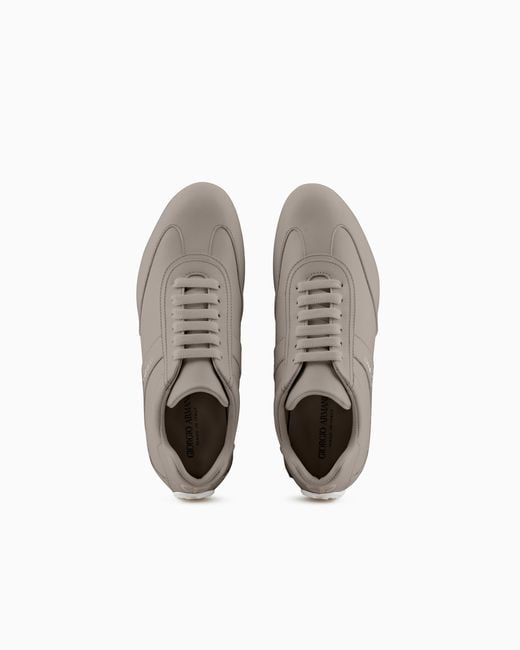 Giorgio Armani White Nappa-Leather Sneakers