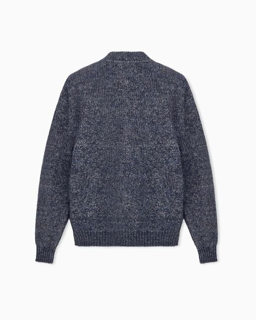 Giorgio Armani Blue Cardigan Regular Fit Mohair Wool for men