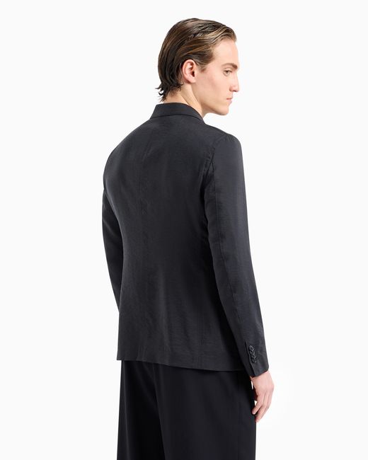 Chaqueta De Abotonadura Sencilla Línea Upton En Sarga De Mezcla De Seda Giorgio Armani de hombre de color Blue