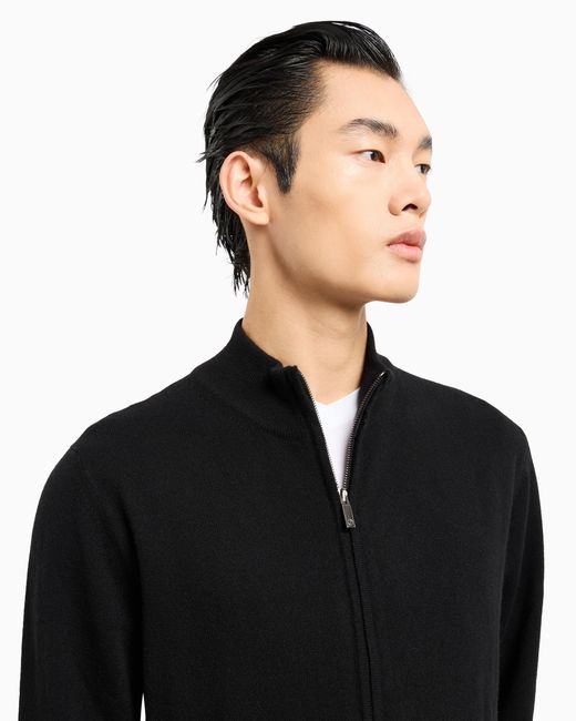 Giorgio Armani Black Zipped Cardigan for men