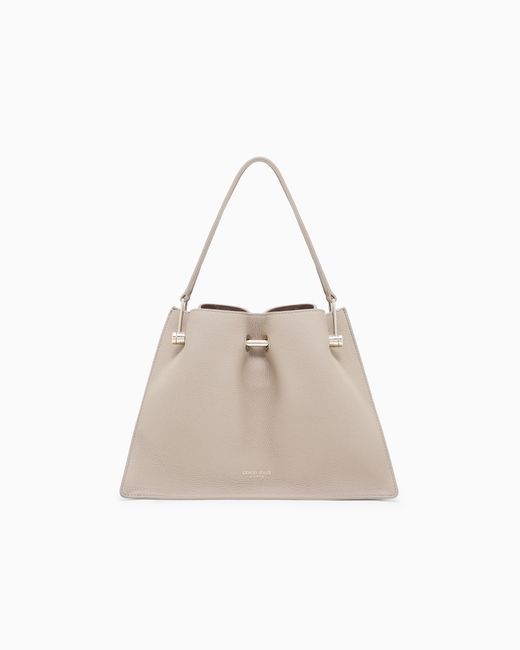 Giorgio Armani Natural Pebbled Bag With Double Leather Handles