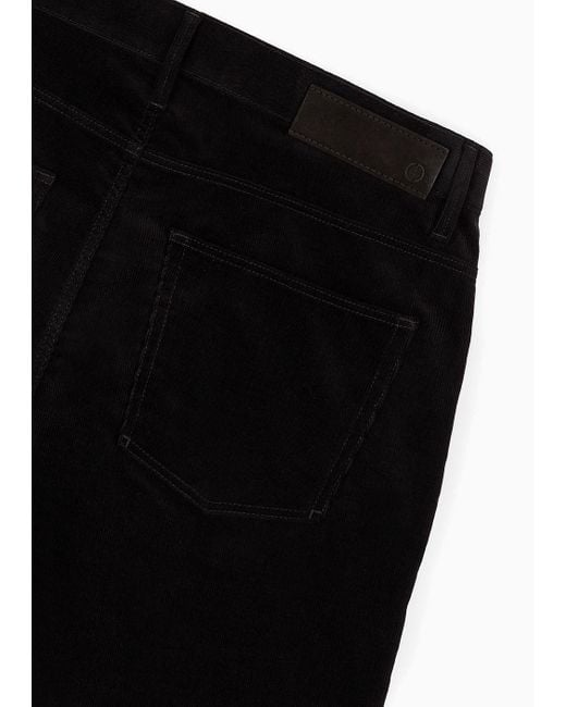 Giorgio Armani Black Regular-fit Five-pocket Trousers In Cashmere-and-cotton Velvet for men