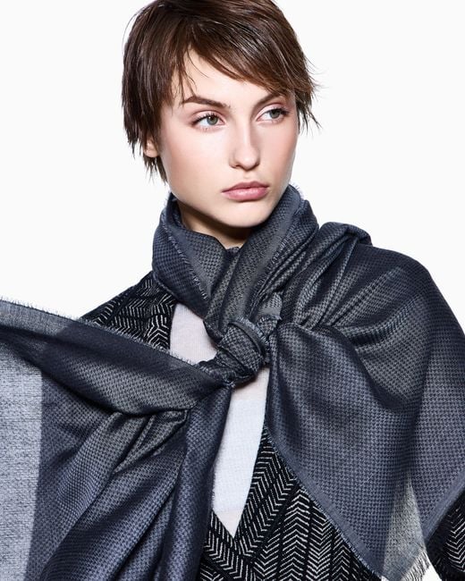 Giorgio Armani Blue Cashmere, Modal, Cotton And Silk Stole