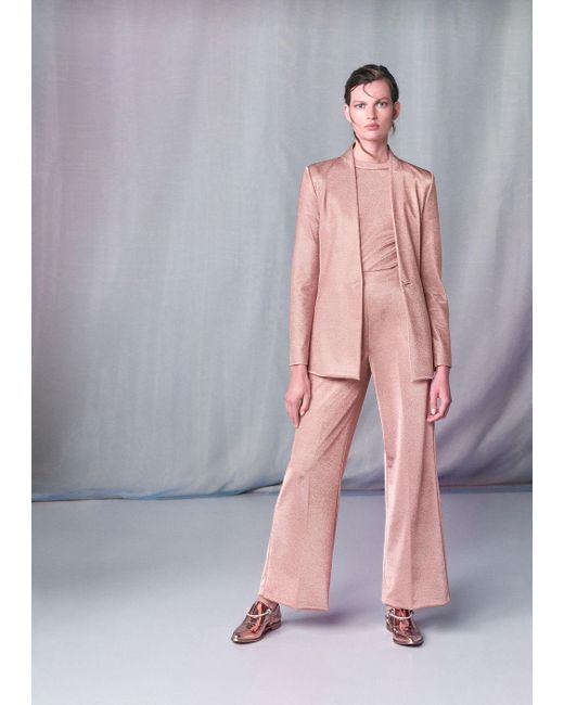 Giorgio Armani Pink Flat-front, Viscose Bonded Jersey Trousers