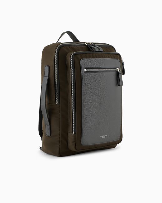 Mochila De Nailon Y Cuero Plena Flor Asv Giorgio Armani de hombre de color Black