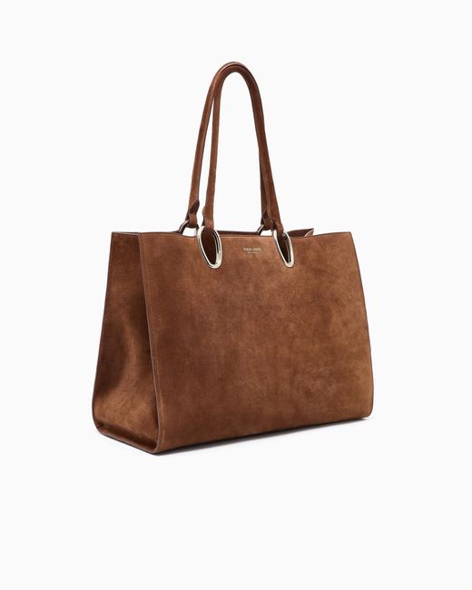 Giorgio Armani Brown Mittelgroße Shopper-Tasche Aus Veloursleder