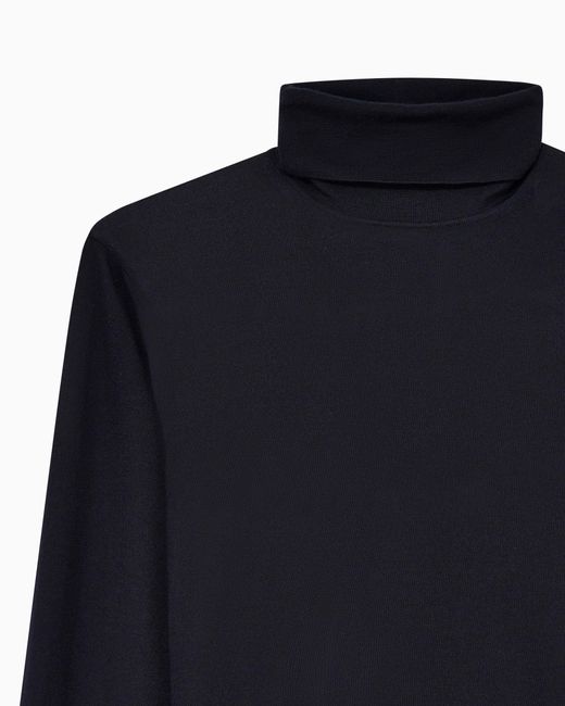 Giorgio Armani Blue Cashmere Mock-Neck Jumper for men