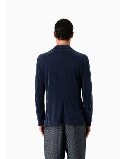 Giorgio Armani Blue Single-breasted Jacket In Stretch Cupro Jersey for men