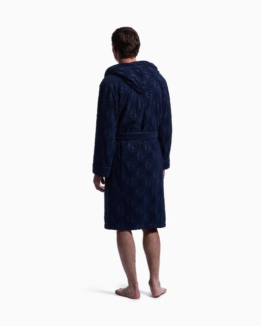 Giorgio Armani Blue Monogram Bathrobe for men