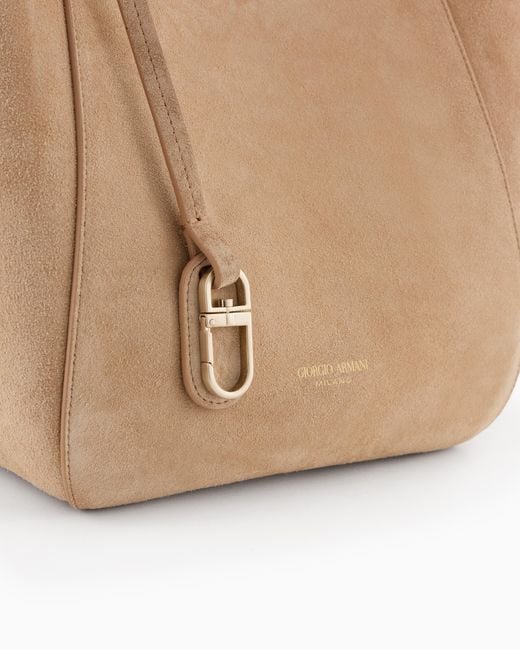 Giorgio Armani Natural Medium Suede Handbag