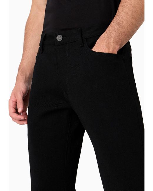 Giorgio Armani Black Five-pocket Regular-fit Stretch-cotton Denim Trousers for men