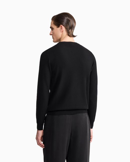 Giorgio Armani Black Cashmere Crew-Neck Jumper for men