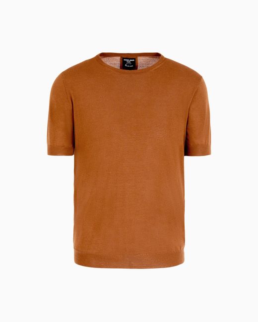 Vicuña Maglia Girocollo di Giorgio Armani in Brown da Uomo