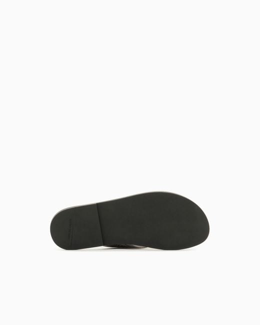 Giorgio Armani White Webbing Thong Sandals for men