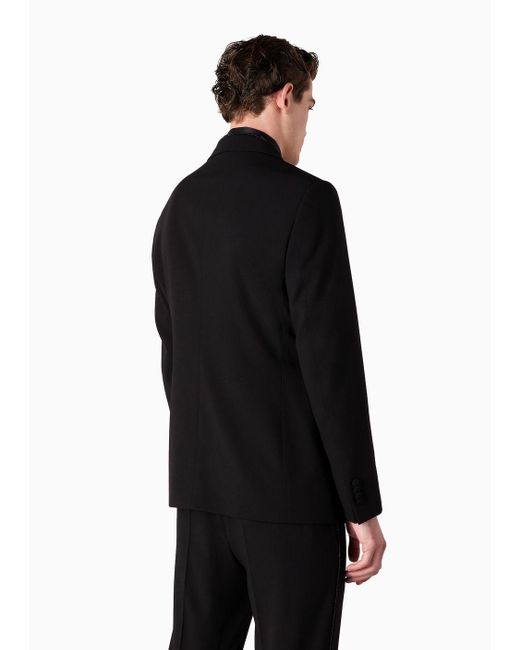 Giorgio Armani Black Giorgio's Jacket Single-breasted Jacket In Wool Crêpe With Rhinestone Detail for men