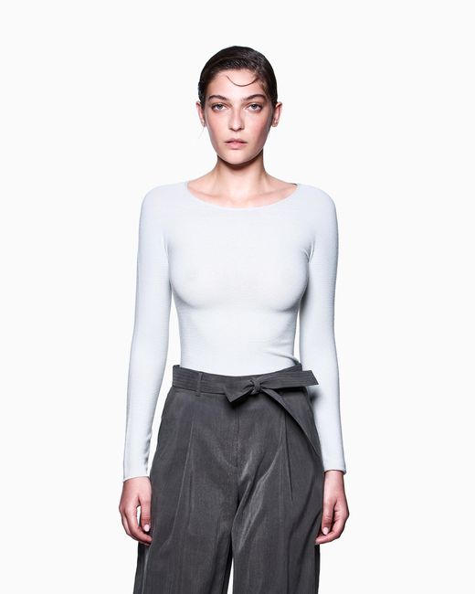 Giorgio Armani White Pullover Mit Langen Ärmeln Aus Viskose