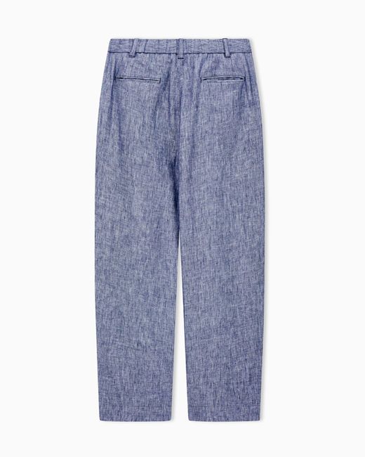 Giorgio Armani Blue Pleat Trousers for men