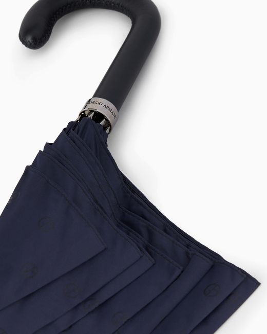 Giorgio Armani Blue Folding Umbrella With All-Over Logo Pattern for men