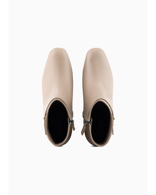 Giorgio Armani White Nappa-leather Heeled Ankle Boots