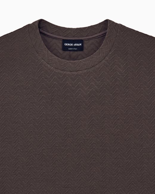 Giorgio Armani Brown T-Shirt Regular Fit Chevron Jacquard Stretch Virgin Wool for men