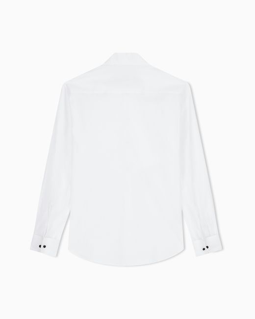 Giorgio Armani White Cotton Tuxedo Shirt for men