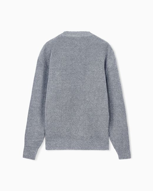 Giorgio Armani Blue Cardigan Regular Fit Ribbed Linen Cotton Cashmere Silk for men