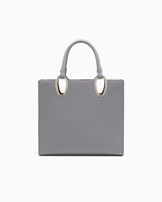Giorgio Armani Gray Leather Shopper Bag