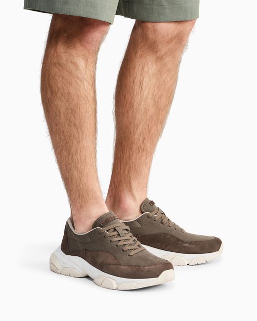Giorgio Armani White Suede Sneakers for men
