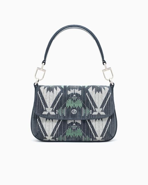 Giorgio Armani Blue La Prima Soft Tasche Im Mini-Format Aus Veloursleder
