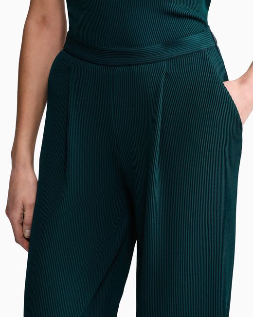 Giorgio Armani Blue Ribbed Viscose Single-Pleat Trousers