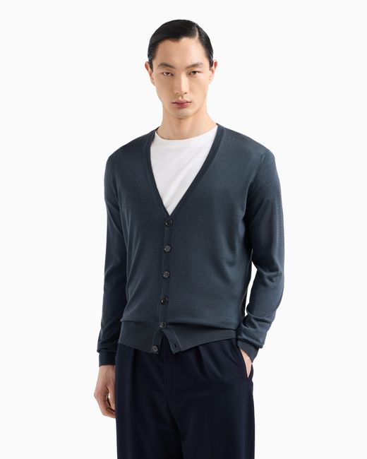 Giorgio Armani Blue Button Cardigan for men