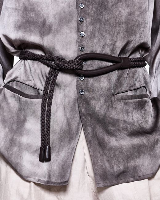 Giorgio Armani Brown Cord Belt With Leather Details for men