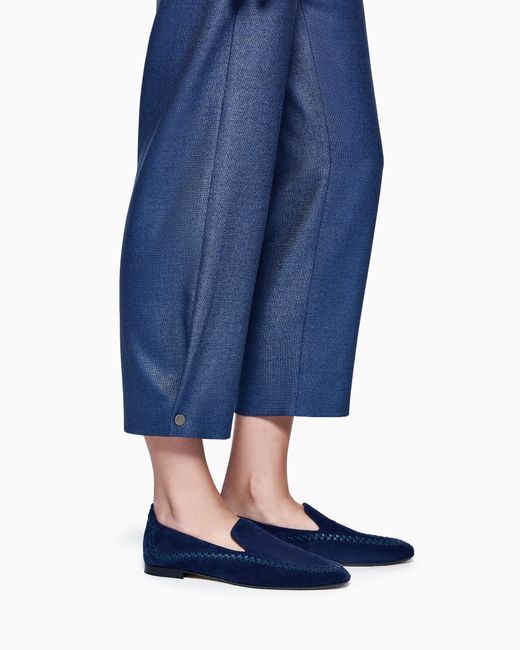 Giorgio Armani Blue Silk And Wool Trousers