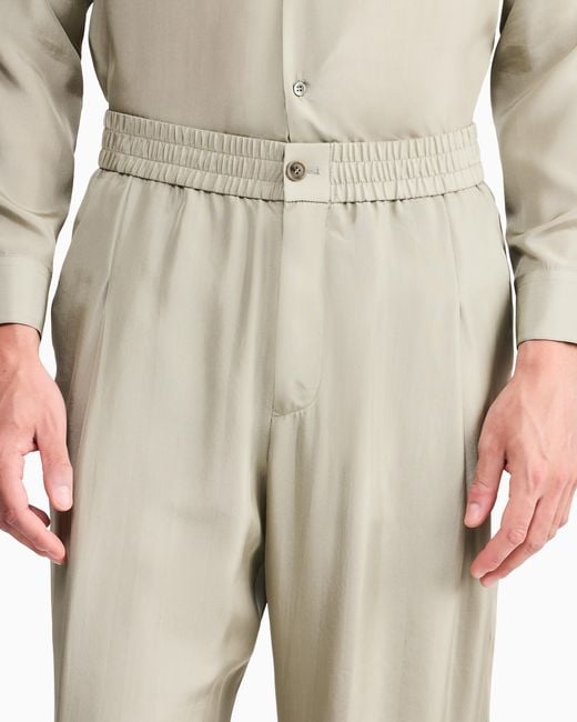 Giorgio Armani White Trouser Regular Fit Silk Habotai With Cupro Lining for men