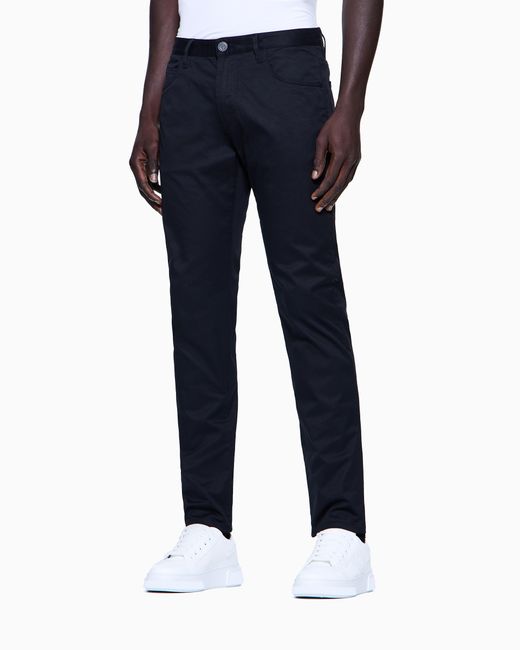 Giorgio Armani Black Stretch-Cotton, Five-Pocket Trousers for men