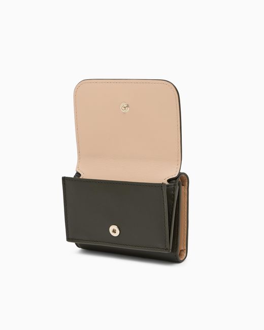 Giorgio Armani Gray Leather Mini Trifold Wallet