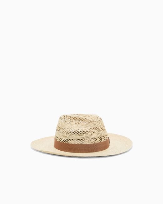 Giorgio Armani White Perforated Straw Hat for men