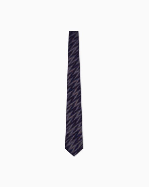 Giorgio Armani Blue Silk Tie With Herringbone Pattern for men