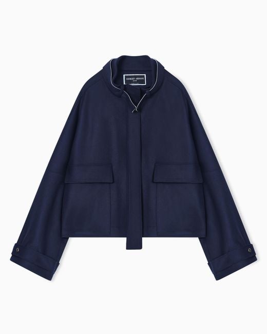 Giorgio Armani Blue Double-Breasted Coat