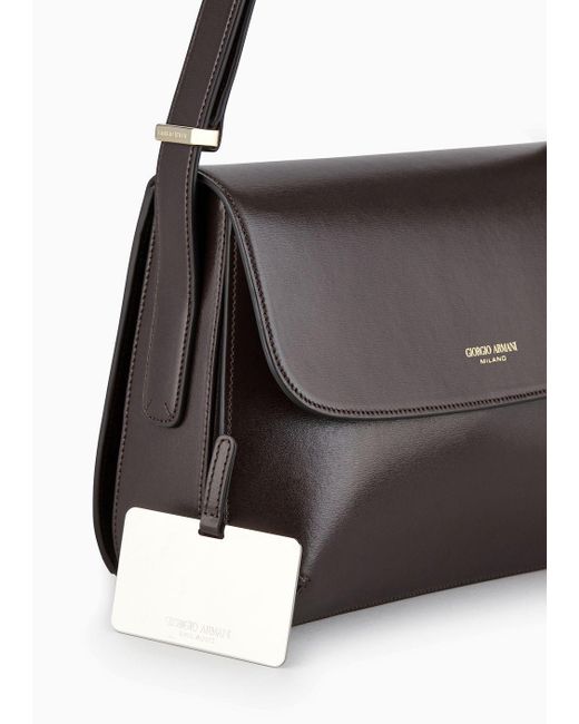 Giorgio Armani Black Large Palmellato Leather La Prima Bag
