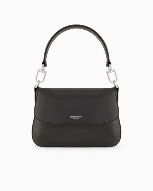 Giorgio Armani Black Small La Prima Soft Nappa Leather Handbag for men