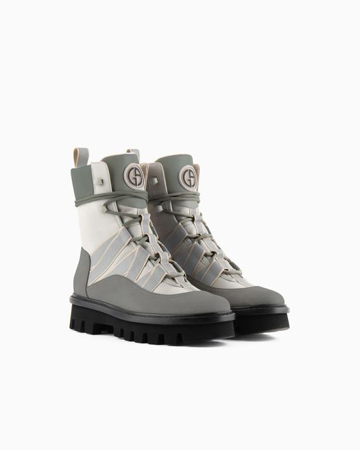 Neve Stivaletti Stringati di Giorgio Armani in Gray