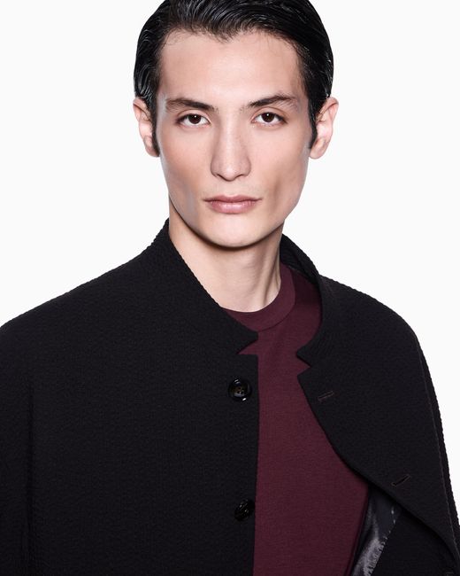 Camiseta De Cuello Redondo En Punto De Algodón Giorgio Armani de hombre de color Purple