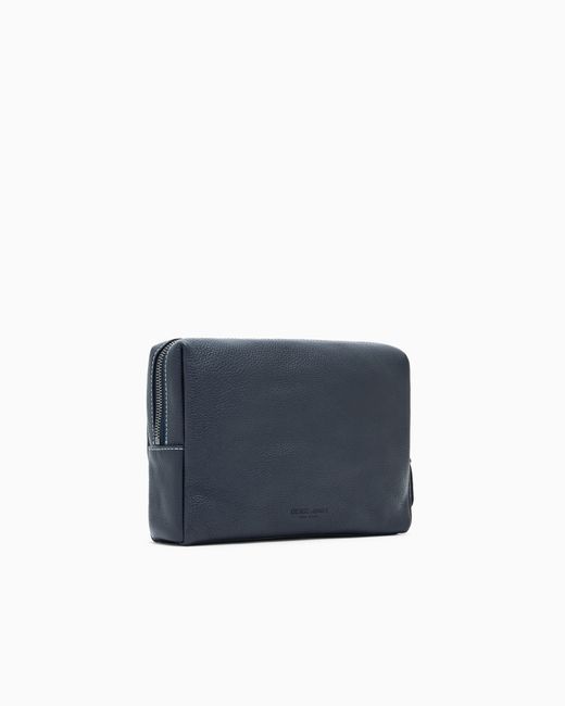 Neceser Grande De Piel De Becerro Plena Flor Giorgio Armani de hombre de color Blue