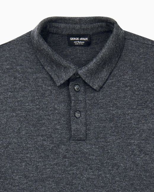 Giorgio Armani Blue Polo Shirt Cashmere Pure Interlock for men