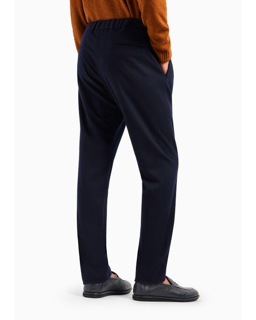 Giorgio Armani Blue Vicuña One-pleat Trousers In Pure Vicuña Chevron Fabric for men