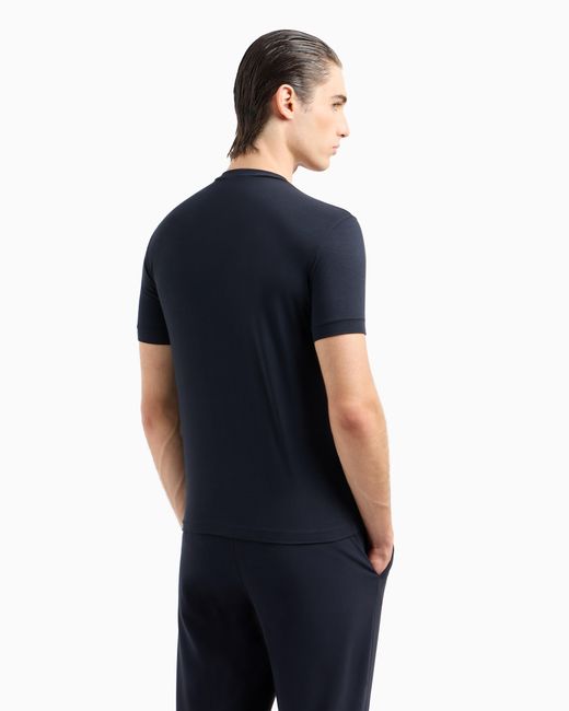 Camiseta Icon De Punto De Viscosa Elástico Con Cuello Redondo Giorgio Armani de hombre de color Blue