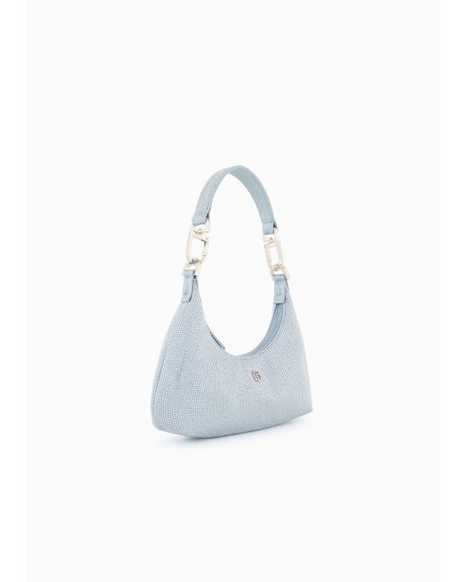 Mini Hobo Bag La Prima In Raso E Strass di Giorgio Armani in Blue