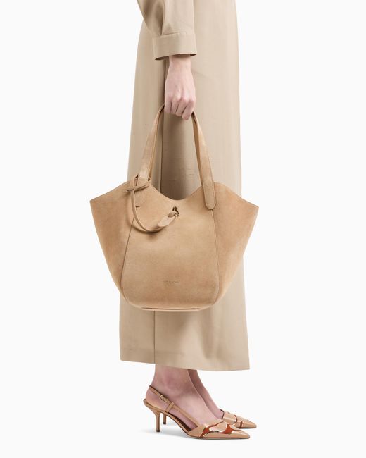 Giorgio Armani Natural Medium Suede Handbag